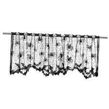 Halloween Window Decorations Black Lace Curtain Spider Web Bat