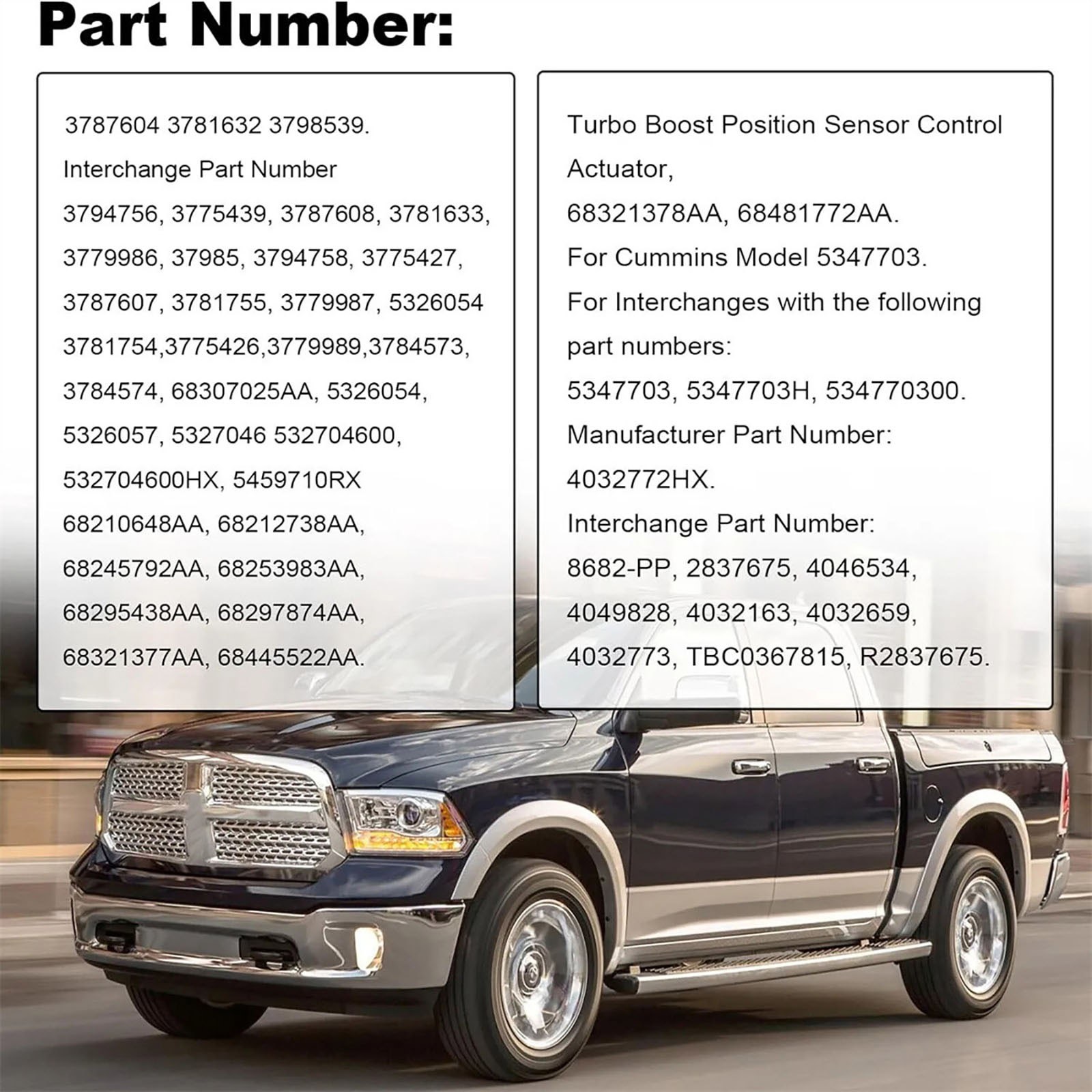 1 Set Turbo Actuator Fits For Ram 5500 6.7L L6 Turbo - Diesel 2013-18 5494878H thumbnail 7