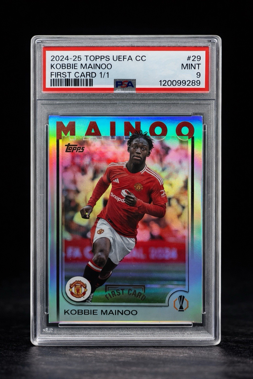 Kobbie Mainoo 1/1 PSA 9 First Card 2024 Topps UEFA Manchester United England 👹 view 1