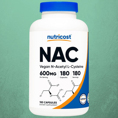 Nutricost N-Acetyl L-Cysteine (NAC) 600Mg, 180 Capsules - Non-Gmo, Gluten Free