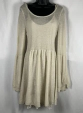 Venus Women’s Medium Sweater Dress With Slip Dress Lace Bottom Boho Bell Sleeve