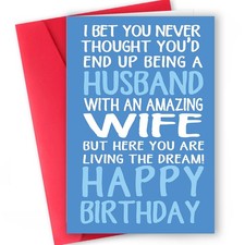 Funny Husband Birthday Card from Amazing Wife Humorous and Sarcastic Greeti...