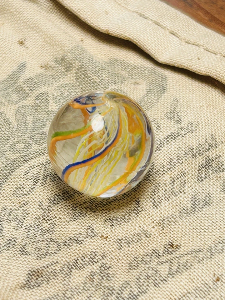 Mármol Latticinio Alterno Amarillo/Blanco Antiguo Alemán Hecho a Mano Foto 2 de 4