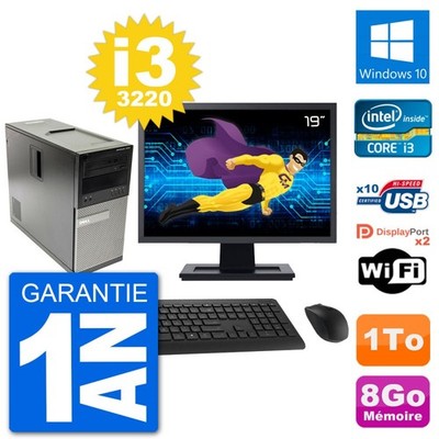 PC tour Dell 7010 Bildschirm 19 '' Intel i3-3220 RAM 8Go Disc 1To Windows 10 Wifi