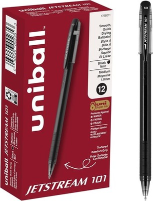 Uniball Jetstream 101 12 Pack, 1.0Mm Medium Black, Wirecutter Best Pen, Ballpoi
