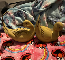 Hand Painted Carved Wood Duck Figurines Pair ...