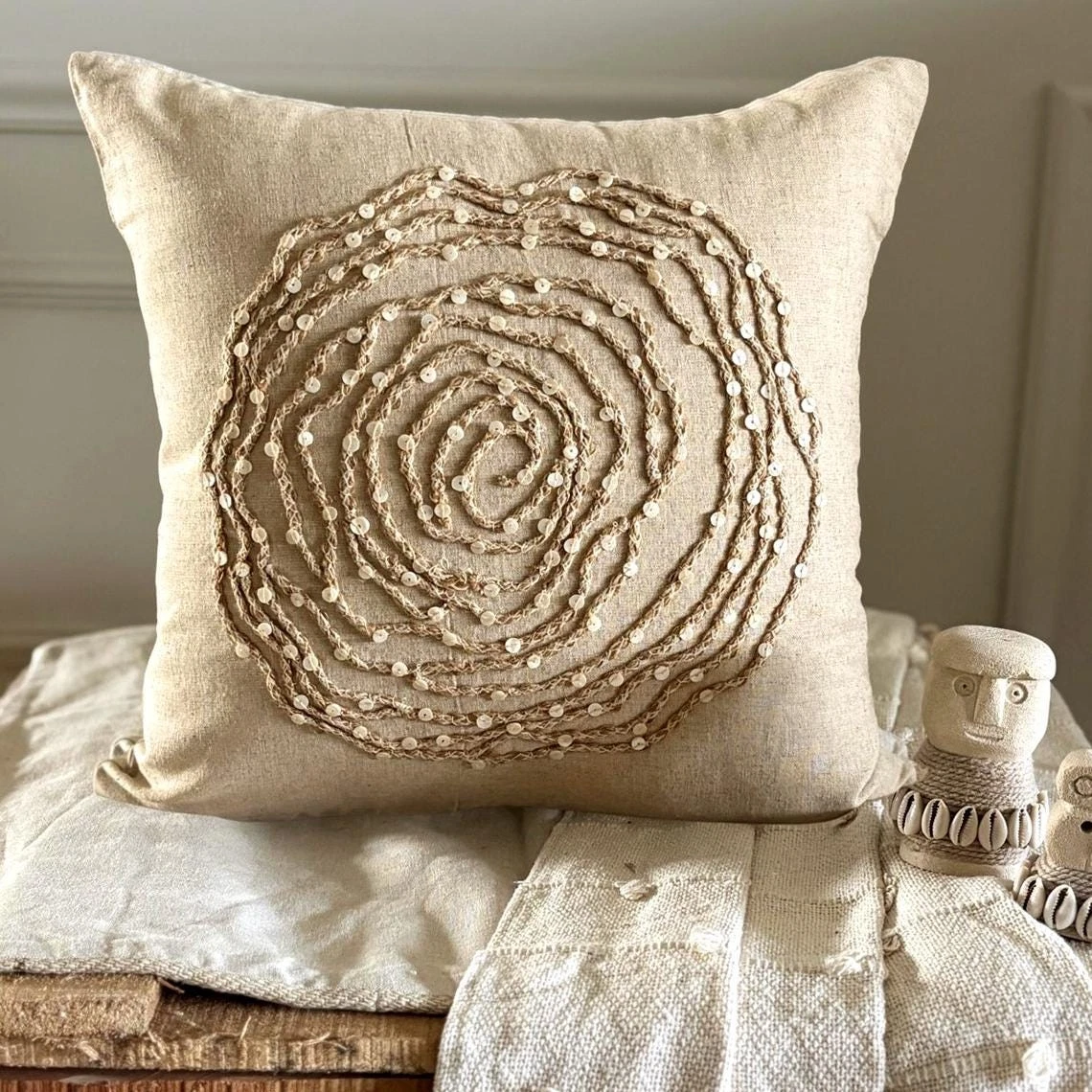 Couch Pillow Cover Beige 16"x16", Home Decor Cotton Floral - Earthy Rose
Opens in a new window or ta