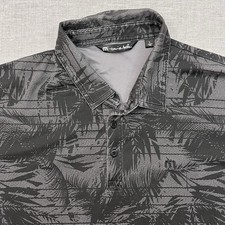 Travis Mathew Polo Shirt Mens Large Gray Black Floral Golf Hawaiian
