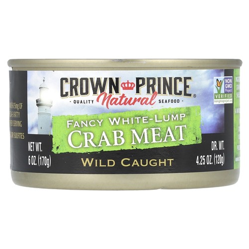 Crown Prince Natural Fancy White-Lump Crab Meat 6 oz 170 g No MSG, Non-GMO,