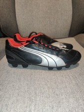 Puma Soccer Cleats Youth Size 3.5 Black Red Silver