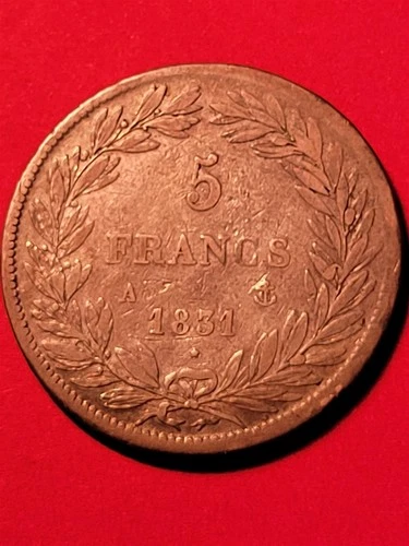 1831 France 5 Francs Silver — photo from the most recent tracked eBay sale