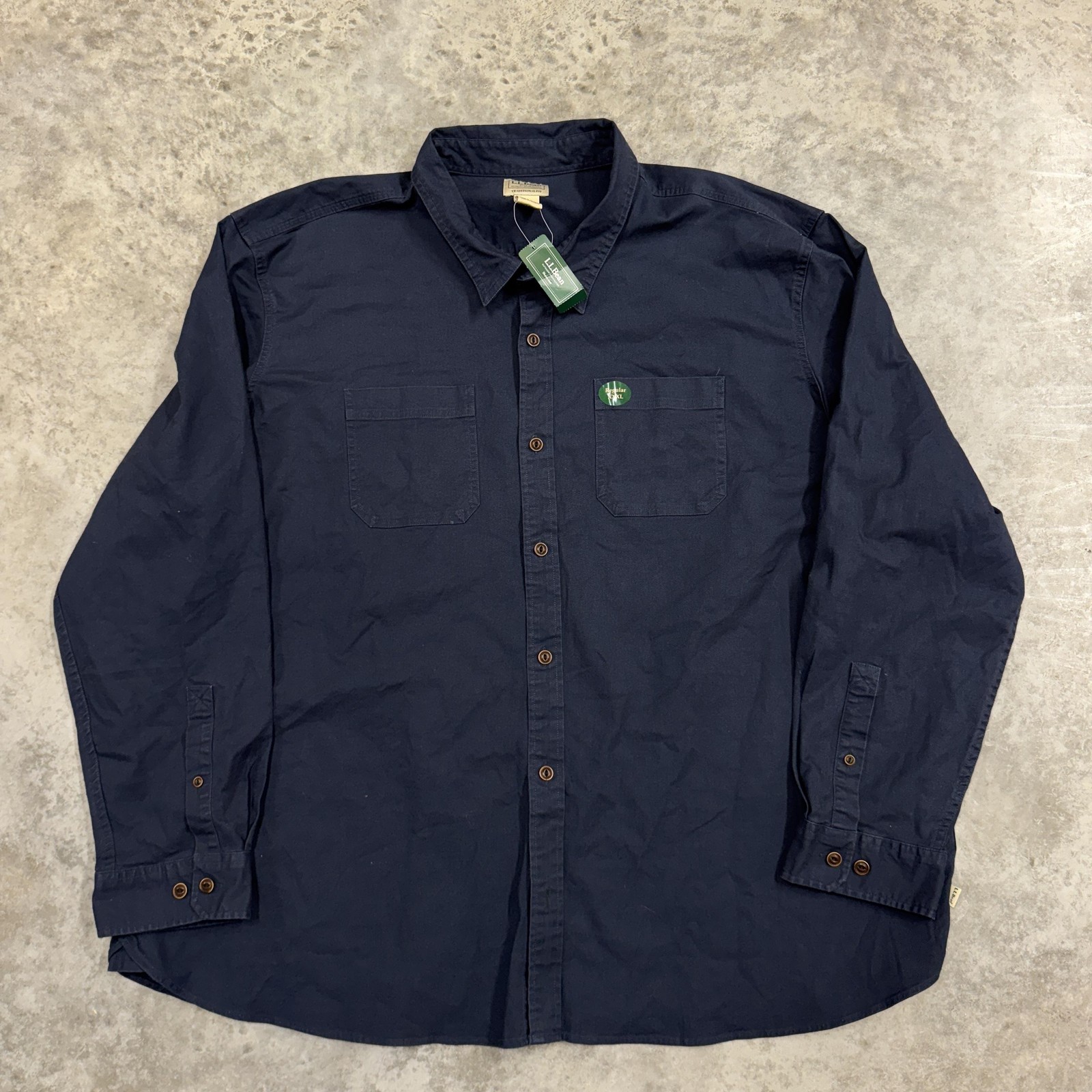 L.L.Bean Shirt Mens 3XL Navy BeanFlex Traditional Fit Long Sleeve Button Down