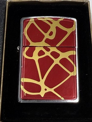 ZIPPO 2002 STRING PAINT RED ALUMINUM ANODIZED LIGHTER SEALED IN BOX A189