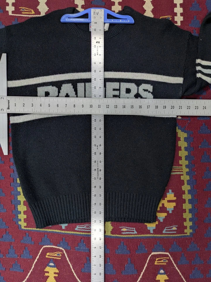 VTG Raiders Knit Sweater, Small, Acrylic & Wool Blend, Striped, NFL, Football - Image 4 of 4