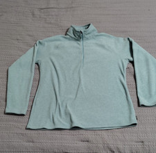 Eddie Bauer Women's Light Blue Fleece 1/4 Zip Mock Neck Pullover Sweater M