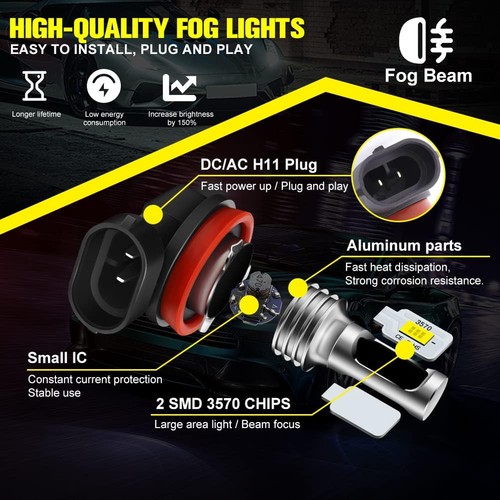 H11 LED Headlight Super Bright Bulbs Kit 8000K White 330000LM High/Low Beam - Bild 5 von 12