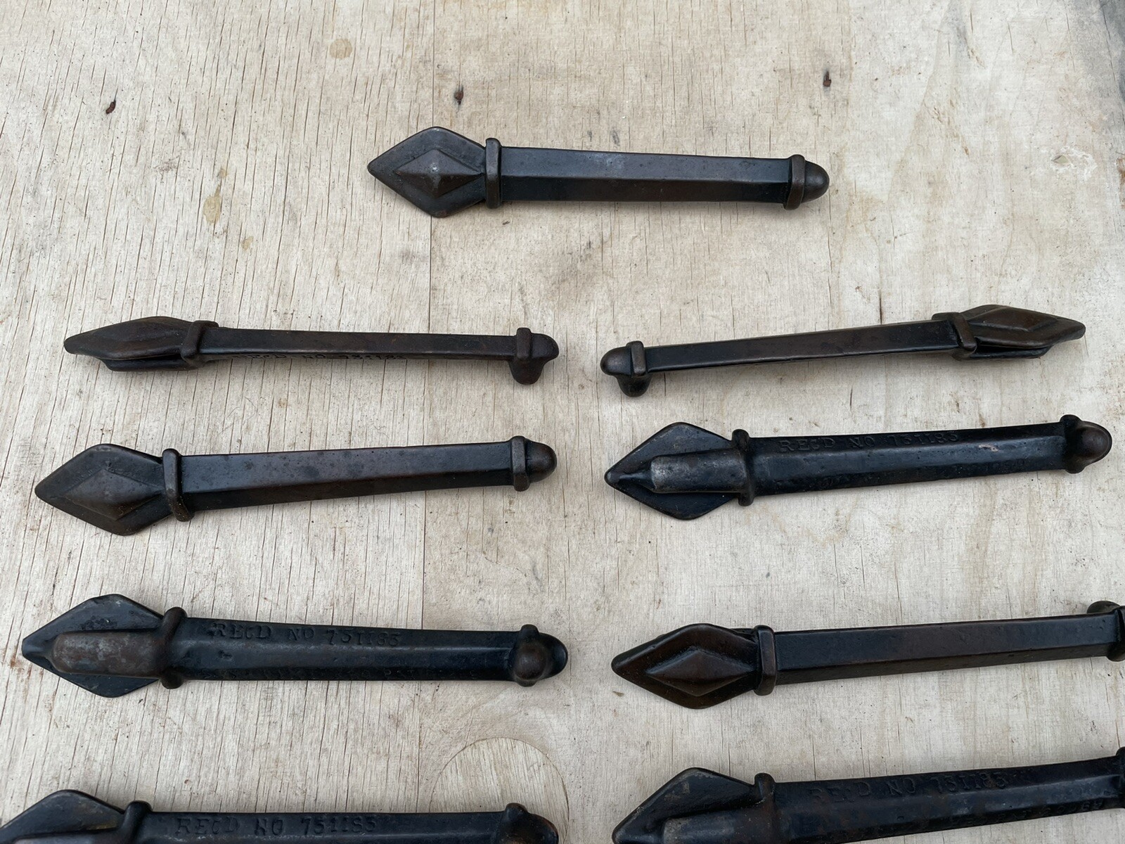 15 Vintage Cast Iron Coppered Stair Carpet Clips Parts . Not Complete