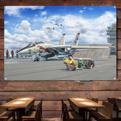 F-14A Tomcat Carrier-Based Fighter Banner Flag Canvas Painting For Wall Decor
