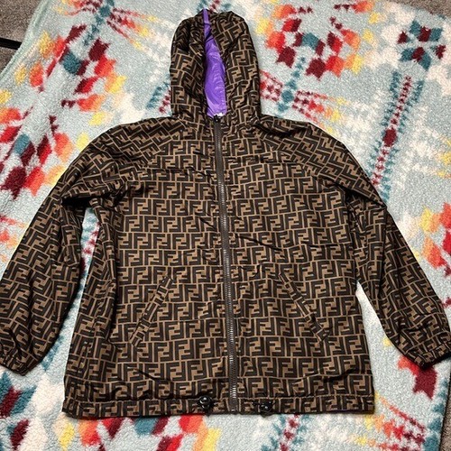 Fendi reversible logo print purple windbreaker girls youth 14 - Picture 9 of 13