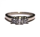 14k white gold .80ct round diamond 3 stone ring 5.4g three anniversary vintage — photo 1