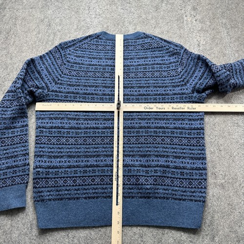 Polo Ralph Lauren Sweater Men L Blue Fair Isle Wool Crew Neck Long Sleeve - Picture 9 of 14