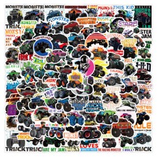 ⭐ 100 Pièces Autocollants Monster Truck En Amusant Le Racing Pour Enfants