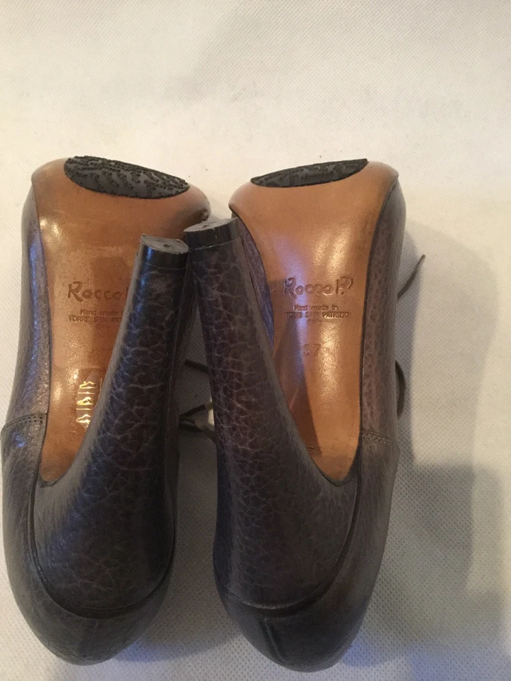 ROCCO P. Damas Corbata Cuero Oxford Tacón Alto-Croc Repujado-Talla 37- EE. UU. 6,5-BR/BL Foto 4 de 4