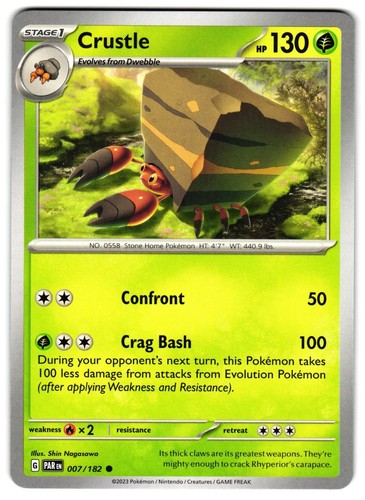 4x Crustle - 007/182 - Common - Reverse Holo NM-Mint Pokemon SV04
