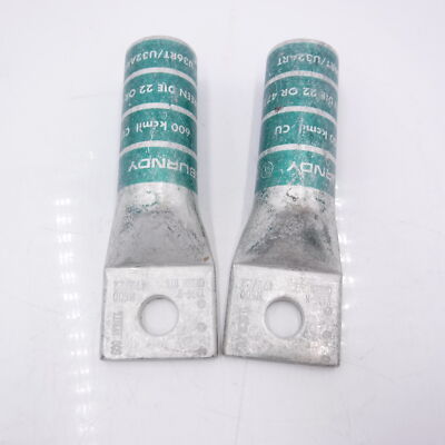2 Pack Burndy Crimp Terminal Lugs Green Die 22 or 472, U36RT/U32ART