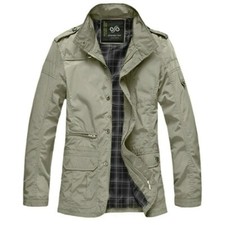 Men Coat Shirt Jacket Oversize Loose Casual Vintage Outwear Stand Collar