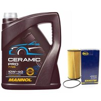 MotoröL Set 10W-40 Mannol 5 Liter + ÖLfilter SH 4079 P FüR Audi A4 A6 A7 Q5 A5