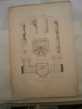 Planche gravure mobilier d'église Vaugirard chaire à prêcher