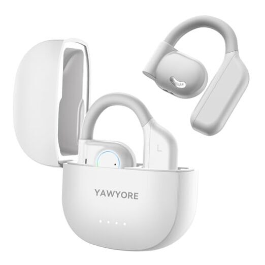 Open Ear Wireless Bluetooth 5.3 Earbuds with Earhooks in White-image