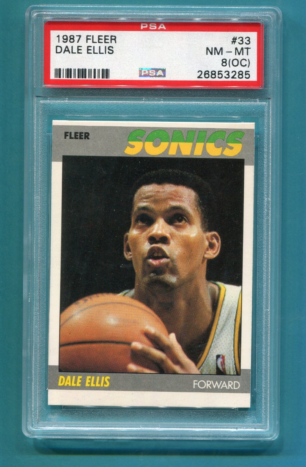 DALE ELLIS SEATTLE SUPERSONICS 1987 FLEER BASKETBALL ROOKIE CARD #33 PSA 8