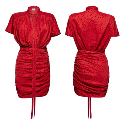 MAGDA BUTRYM red dress polka dot linen blend