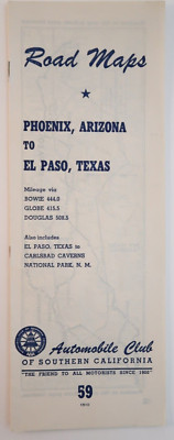 Phoenix Arizona to El Paso Texas #59 Tripel AAA Auto Club Vintage ...