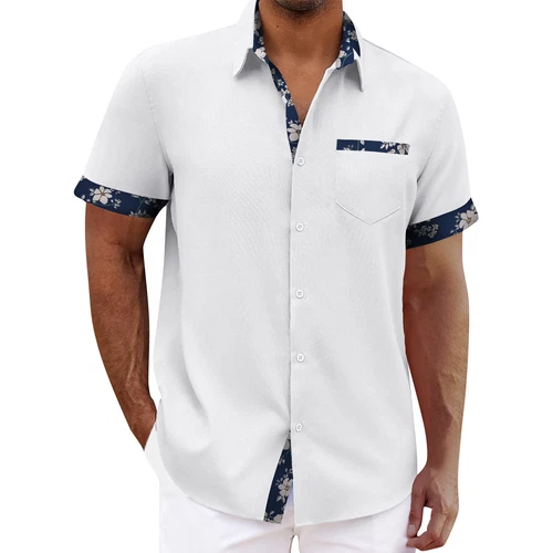 Camisa hawaiana para hombre vintage con botones camisas de boliche manga corta tops - Imagen 32 de 51