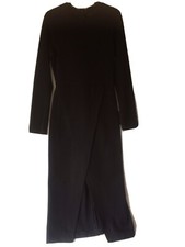 ZARA Black long sleeved Dress with front split & shorter underskirt  Size S  NWT