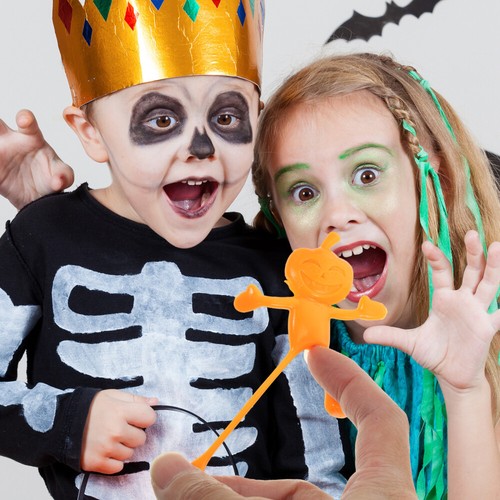 Set of 4 Soft Glue Pumpkin Man Toys Halloween Party Supplies Favors for Kids - Zdjęcie 3 z 12