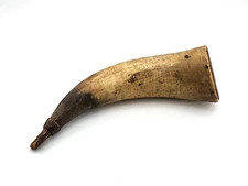 Antique Gun Black Powder Powder Horn Flask - 6.5” New England Estate Find