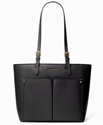 New Michael Kors Jet Set Travel Medium Double Pocket Tote Black with Dust bag