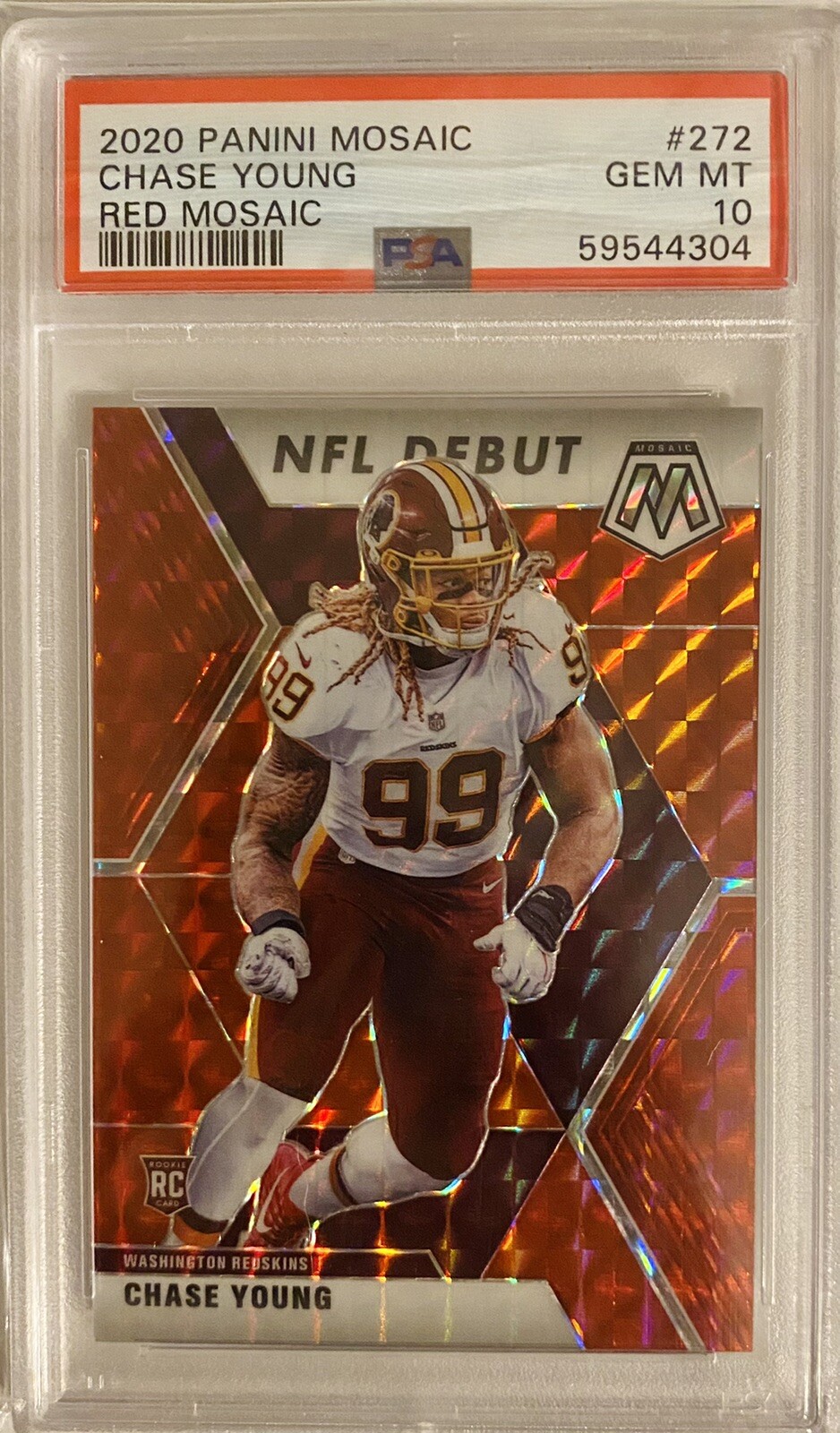 2020 Panini RED Mosaic Chase Young Rookie #272 NFL Debut PSA 10 Gem Mint #60/80