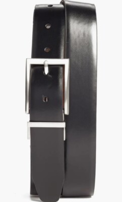 NWT Nordstrom Mens Reversible Leather Belt - Black/Brown 