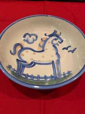 M.A. Hadley Country Scene Pattern Horse 8'' Vegetable Serving Bowl #2FT