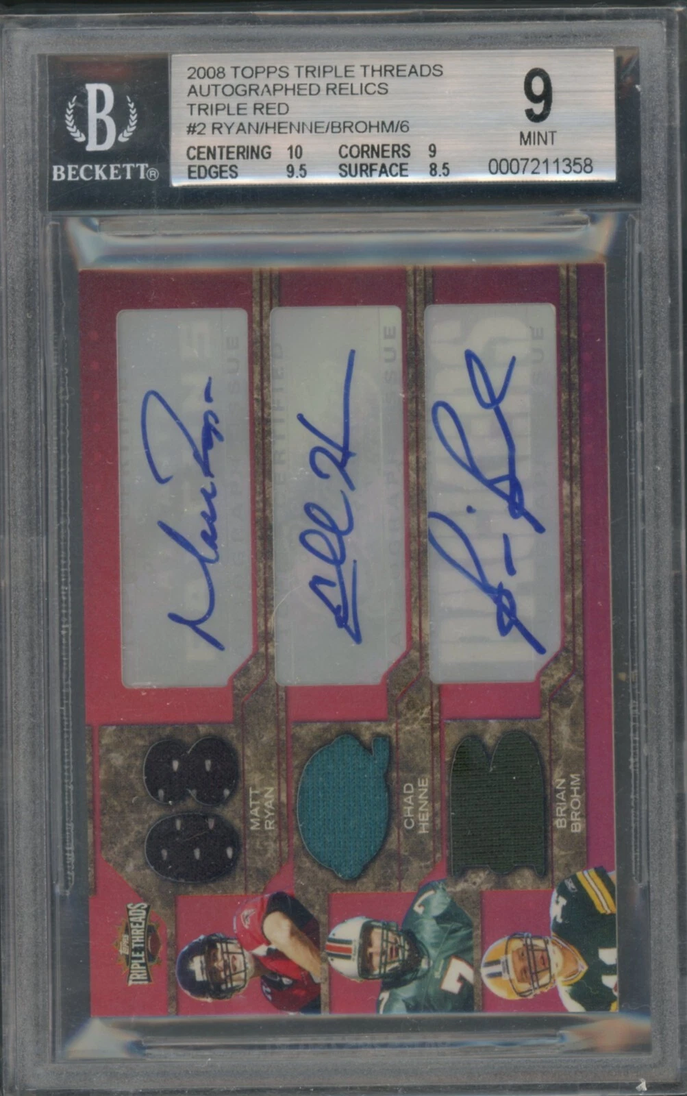 Matt Ryan Topps Triple Threads #101 Autograph Relic-Prime Red