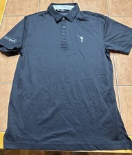 Travis Mathew Chive Golf Polo Mens Sz Med Black Short Sleeve Golf Performance