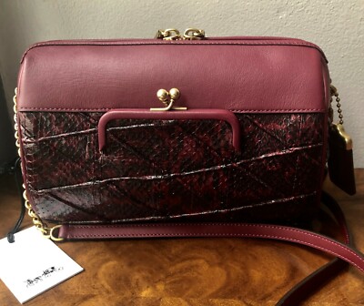 NWT Coach 1941 80's Design Burgundy Leather & Snake Kisslock NWT Coach 1941 80's Design Burgundy Leather & Snake Kisslock