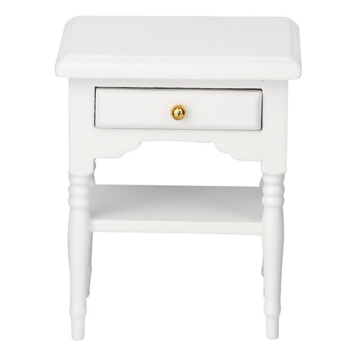 Mini mesita de noche de madera para muebles de dormitorio de casa de muñecas 1:12 modelo - Imagen 3 de 10