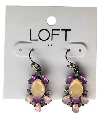 Retired Loft New With Tags NWT Colorful Rhinestone  Drop Earrings Elegant