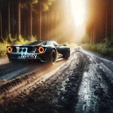 Digital Image Picture Photo Pic Wallpaper Background AI ART Sports car in Forest